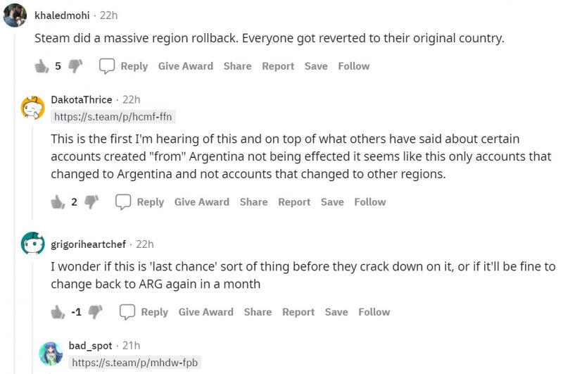 reddit等論壇有不少玩家反應了阿根廷帳號被踢回歐洲