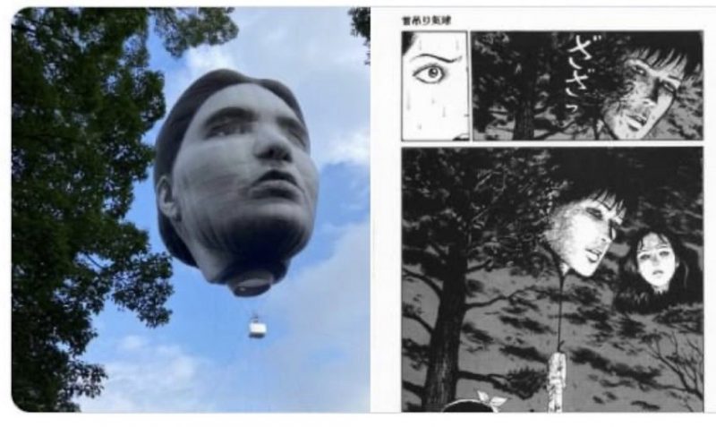 巨型人頭熱氣球漂浮東京都 網驚呼:恐怖大師伊藤潤二《人頭氣球》在現！
