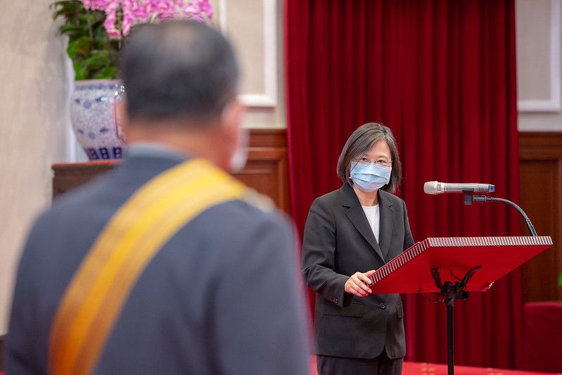 ▲總統蔡英文1日主持國軍重要高階幹部授勳暨晉任布達授階典禮。（圖／總統府提供）