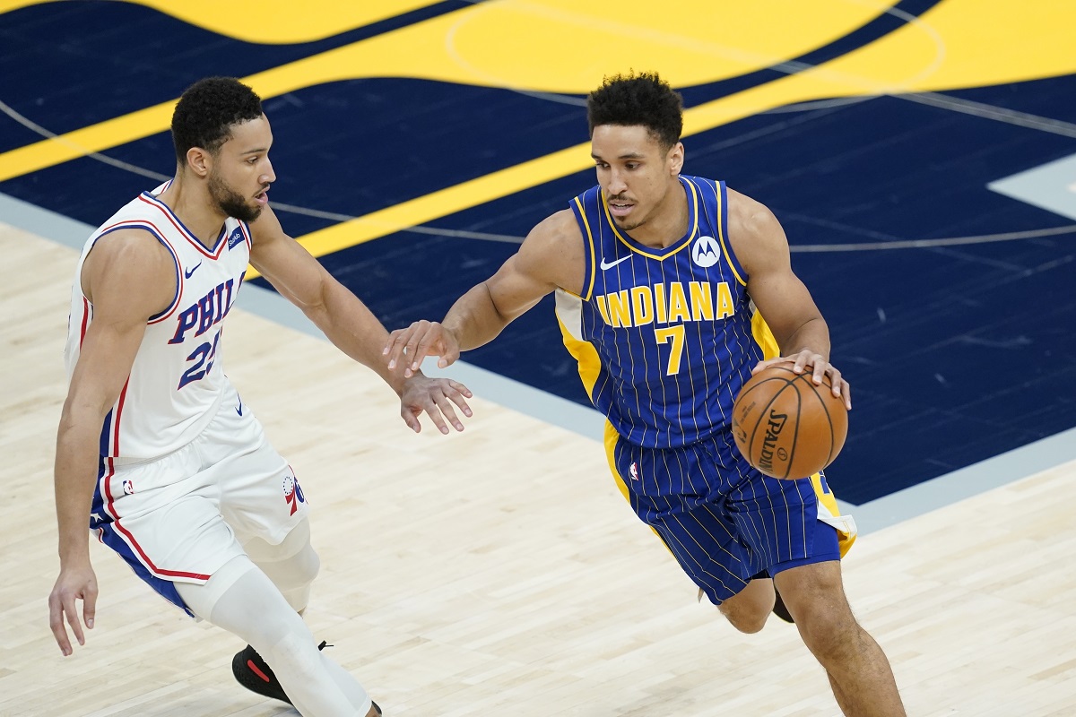 ▲Malcolm Brogdon對位Ben Simmons。（圖／美聯社／達志影像）