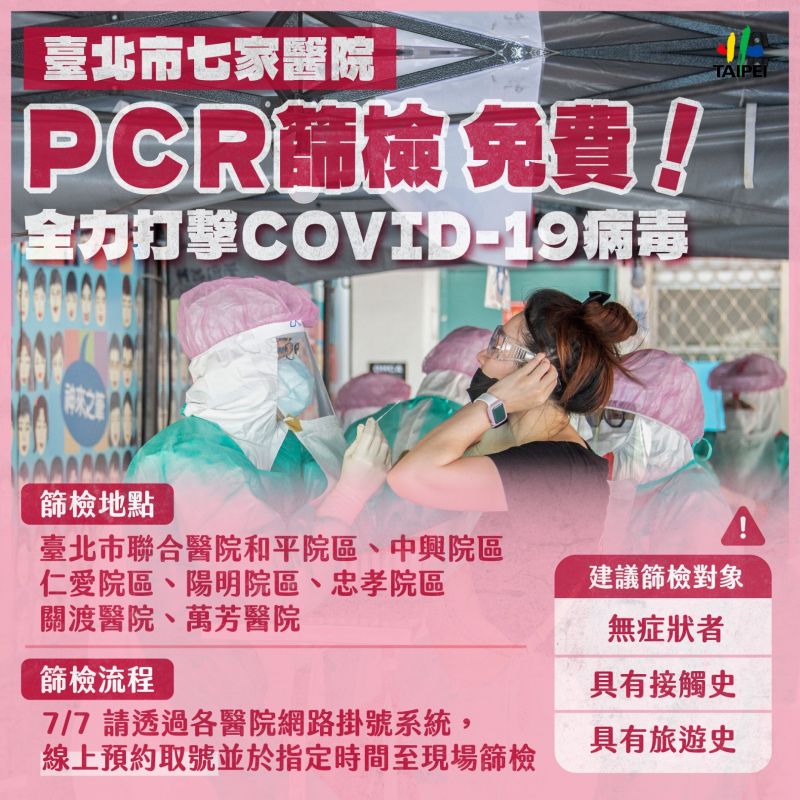▲台北市政府7日起開放民眾網路預約進行免費PCR檢測。（圖／台北市政府提供）