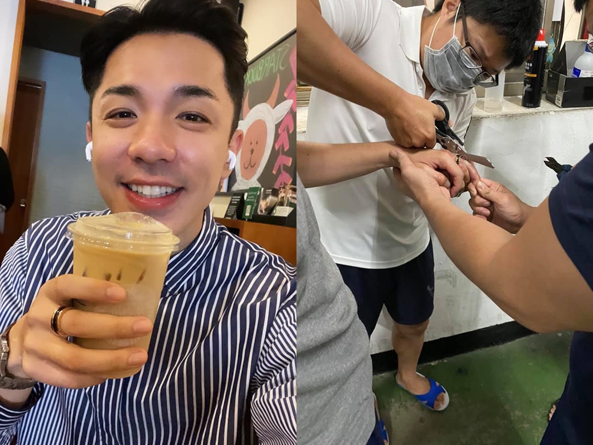 ▲楊皓崴中指發黑腫成墨魚香腸。（圖／翻攝楊皓崴 Leo臉書）