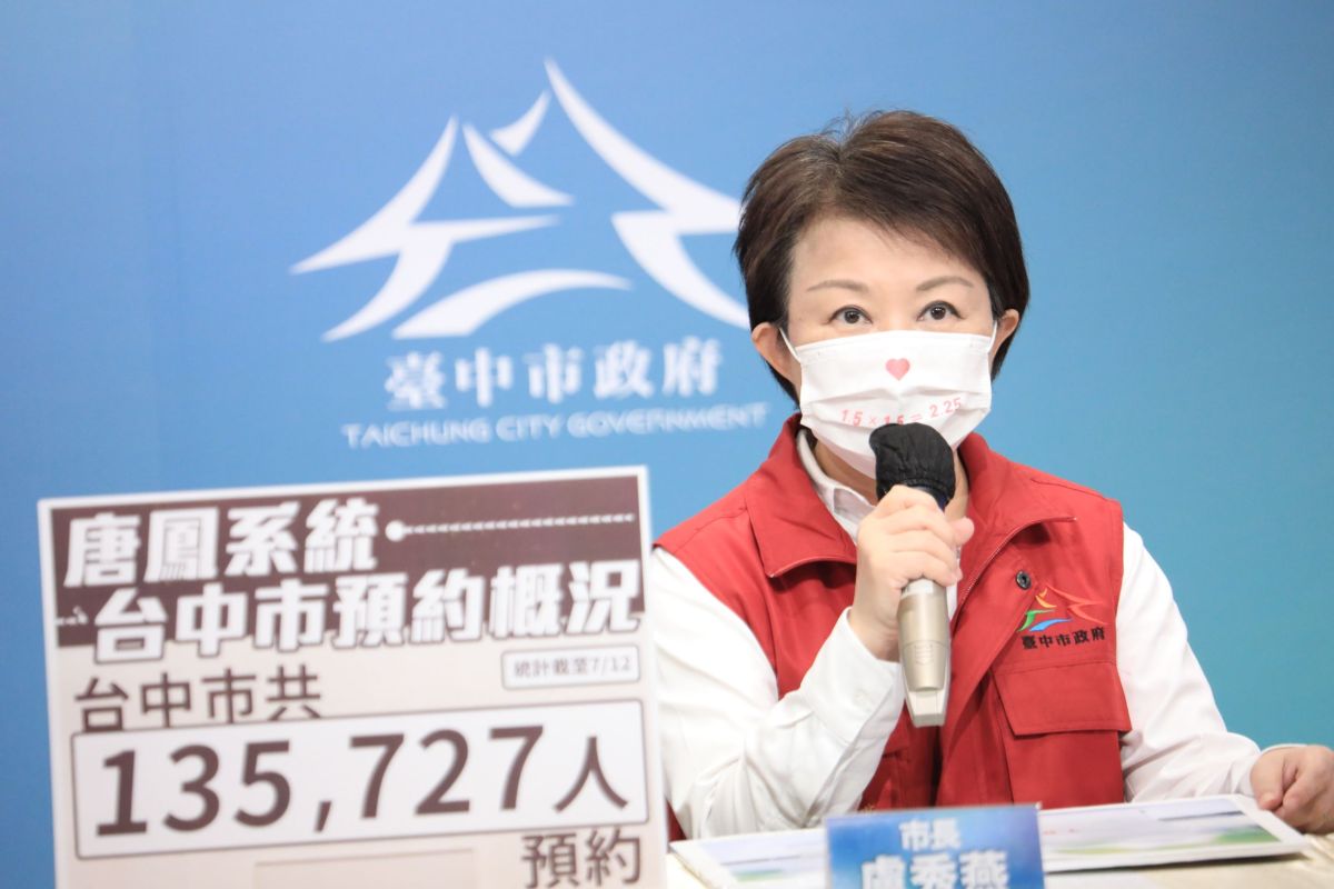 ▲公費疫苗預約平台，截至今上午台中市約13萬5727人上網登記(圖／市政府提供2021.7.13)