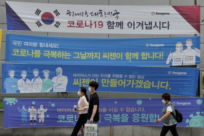▲韓國的新冠疫情持續嚴峻。（圖／美聯社／達志影像）