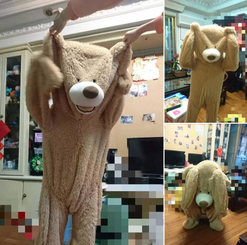 ▲一名女網友分享自己清理好市多大熊娃娃的妙招。（圖／翻攝自《Costco好市多