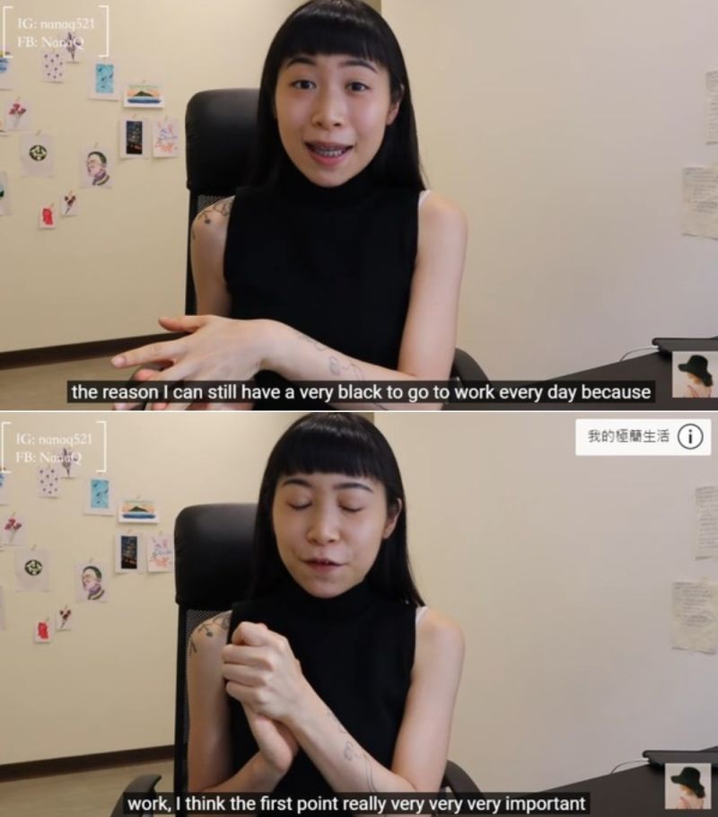 ▲網友抓包NanaQ的英文翻譯有問題,包括很黑皮翻成「very black」;真的非常非常翻成「really very very」等等。(圖/NanaQ)