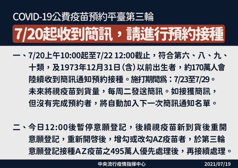 ▲中央流行疫情指揮中心針對第三輪公費預約平台做出說明。(圖/指揮中心提供)