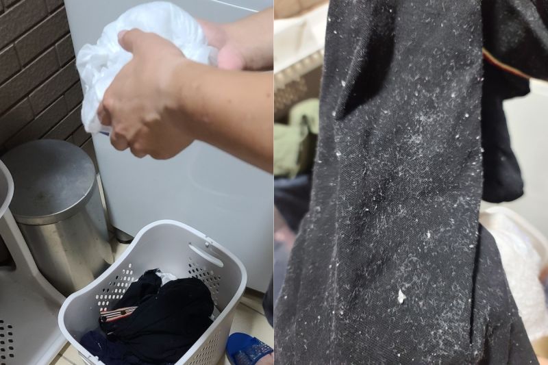 ▲原來是女兒把尿布丟進洗衣籃,老公沒發現就丟進洗衣機洗。(圖/翻攝自《爆怨2公社》 )