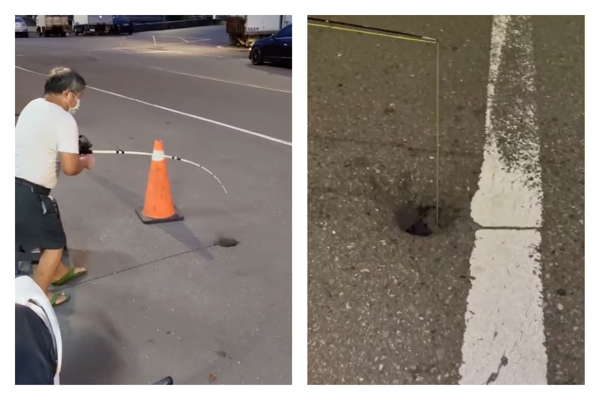 ▲瑞芳深澳漁港附近的馬路孔洞可以釣魚，一度成為當地特殊景觀。不過現在已被區公所將洞口處理起來，不再給民眾釣魚。（圖／翻攝自《爆廢公社二館》臉書）