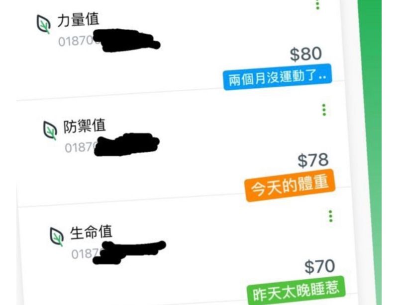 ▲看似正經八百的「母子帳戶」,竟被網友創意運用,加入了生命、力量、防禦等各種能值,不說看起來就像是款真人手遊。(圖/擷取自dcard)