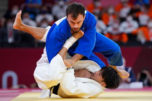 ▲中華隊柔道好手楊勇緯（藍）（圖／美聯社／達志影像）