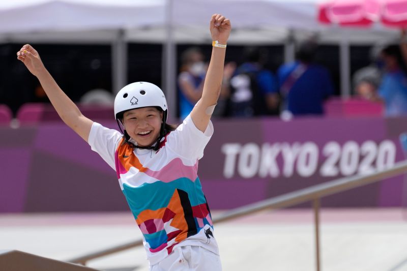 ▲日本奧運史上最年輕金牌，滑板女子選手西矢椛。（圖／美聯社／達志影像）
