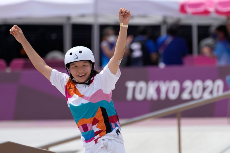 ▲日本奧運史上最年輕金牌,滑板女子選手西矢椛。(圖/美聯社/達志影像)