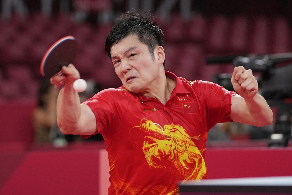 ▲中國大陸球王「小胖」樊振東闖進東京奧運桌球男單四強戰。（圖／美聯社／達志影像）