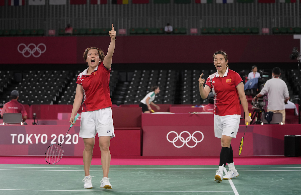 ▲中國羽球女雙陳清晨／賈一凡，上月27日對上韓國金昭映/孔熙容組合時，賽場上不斷發出「臥槽」的聲音，引發爭議。（圖／美聯社／達志影像）