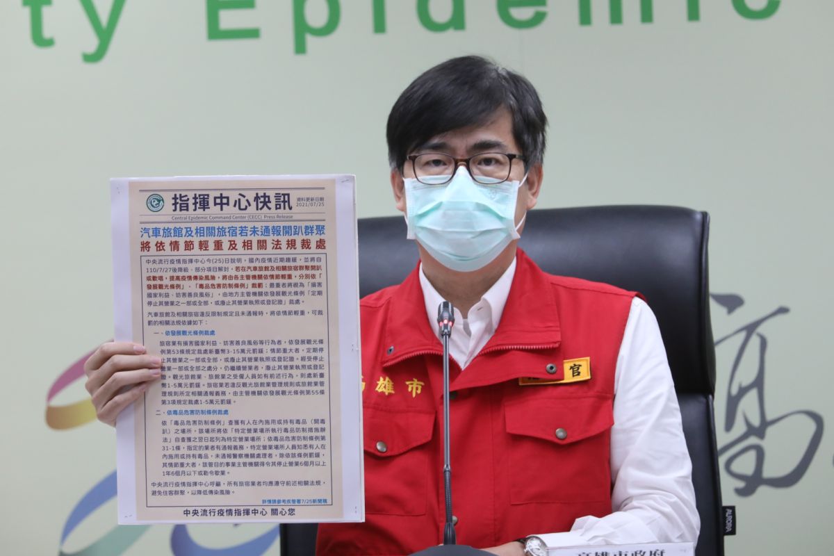 ▲陳其邁認為，透過管理漏洞群聚風險非常高，如果再有開趴行為飯店未通報，就比照八大行業處理。(圖／高市府提供)