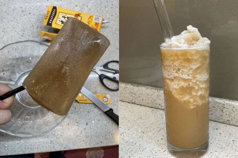 ▲原PO做出來的奶茶冰棒,外型激似「水晶肥皂」,讓網友看了全笑翻。(圖/翻攝自《Dcard》)