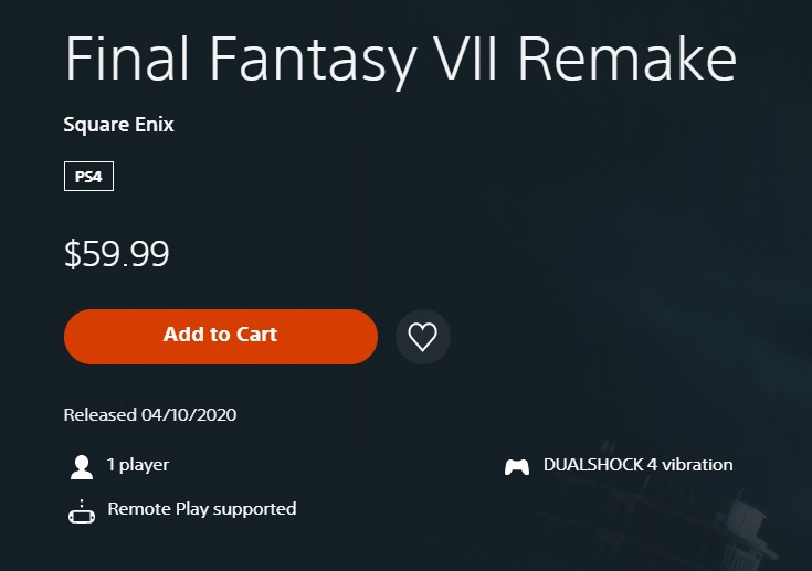 《最終幻想 7：重製版》上市較久定價也並未下調