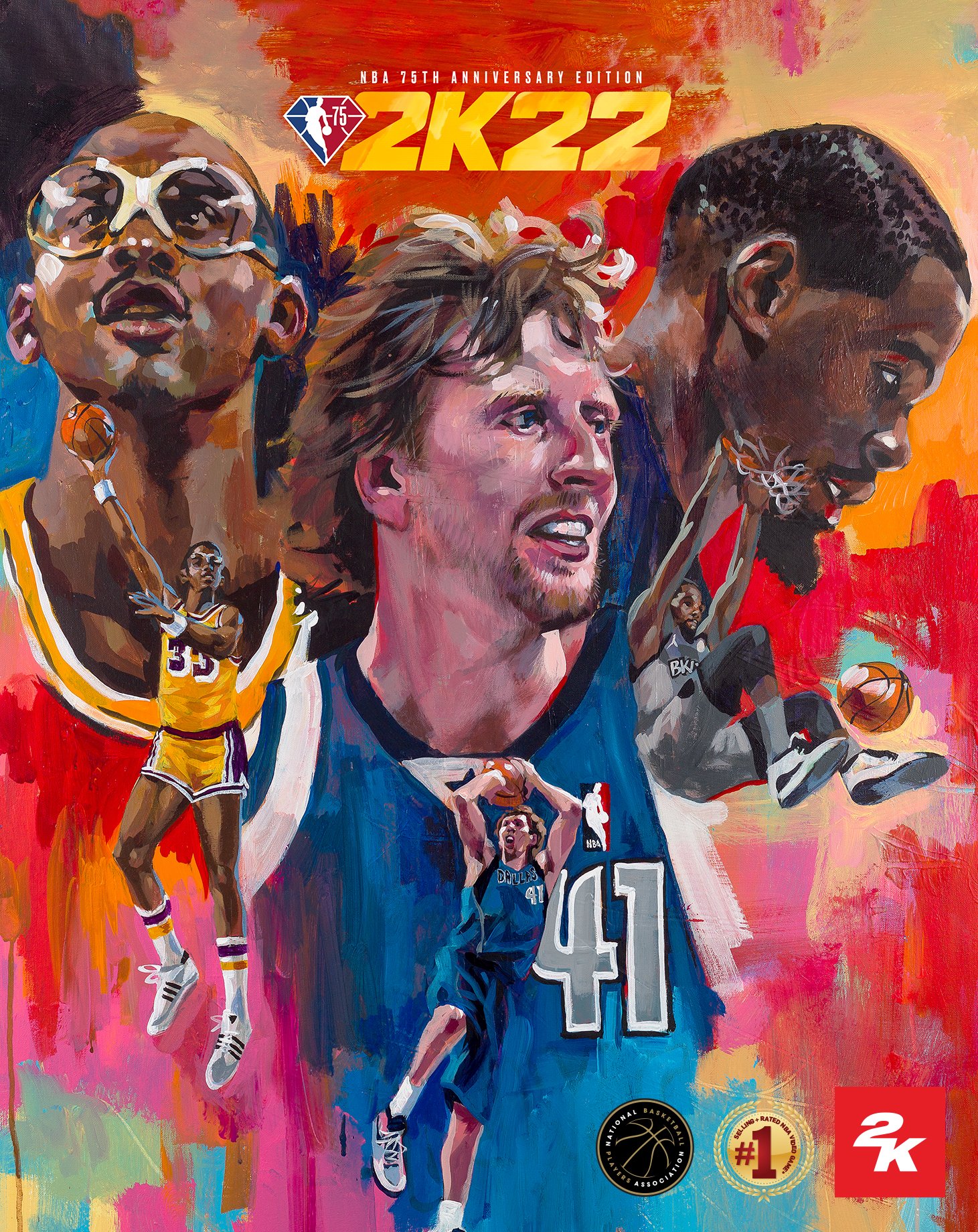 NBA 75 週年紀念版和跨世代數位同捆的封面圖 NBA 史上最具影響力的長人三巨頭擔當。