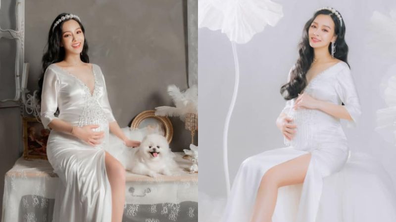 ▲王思佳在臉書曬出一系列孕婦沙龍美照。（圖／翻攝王思佳臉書）