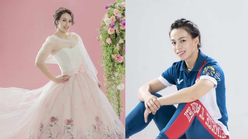 ▲郭婞淳2019年拍攝體育署宣傳照穿上婚紗，難得流露女人味。（圖／艾葳精品婚紗提供）