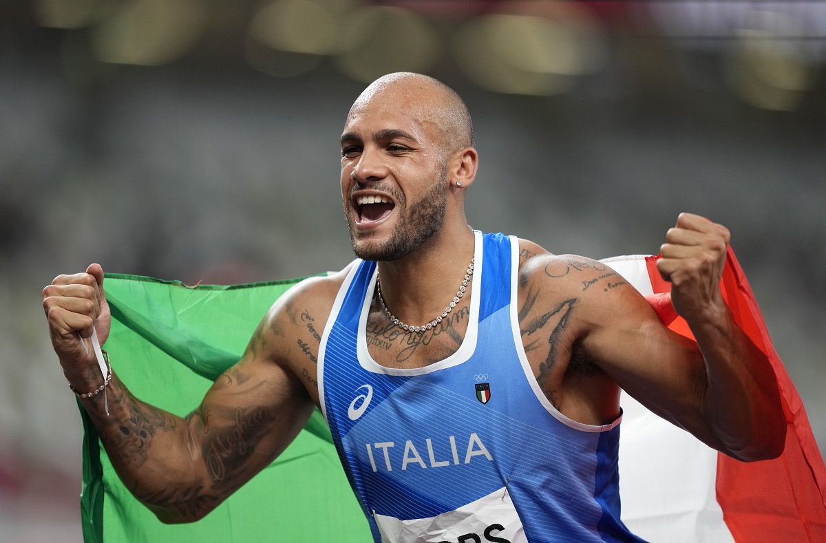 ▲義大利短跑好手Marcell Jacobs奪下東奧100公尺金牌。（圖／美聯社／達志影像）