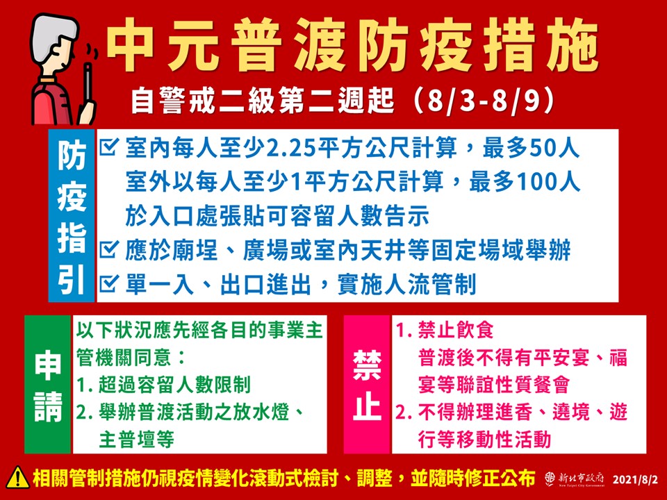 ▲民政局長柯慶忠說，普渡的期間禁止飲食，及不得舉行平安宴、福宴等聯誼性質的餐會，飲食以外代為原則。（圖／新北市政府提供）