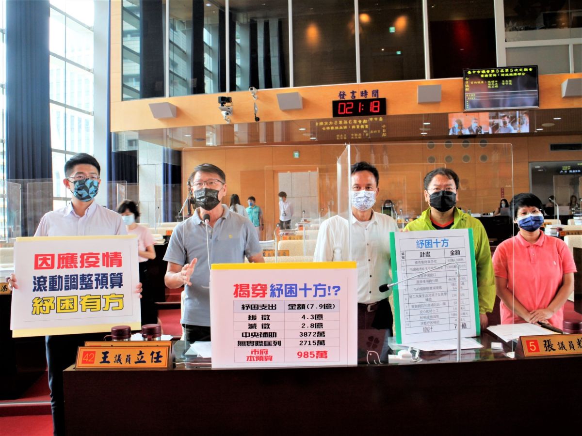 ▲中市府「紓困十方」減收及支出預算總額超過7.9億元？議員：「誠實才是最好的政策」(圖／柳榮俊攝2021.8.4)