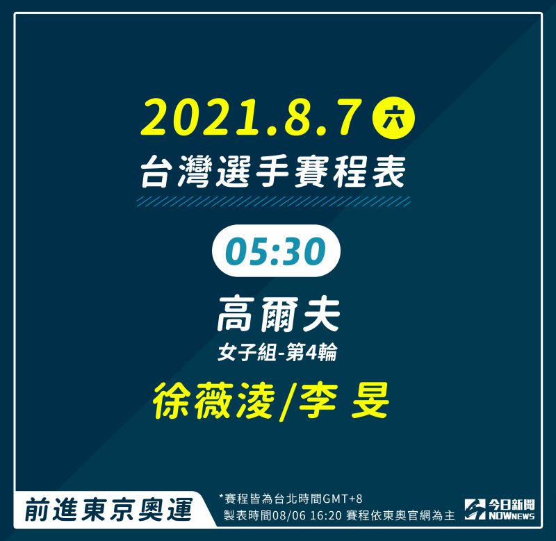 ▲8月7日我國奧運選手賽程，一起大力加油！（圖／《NOWnews