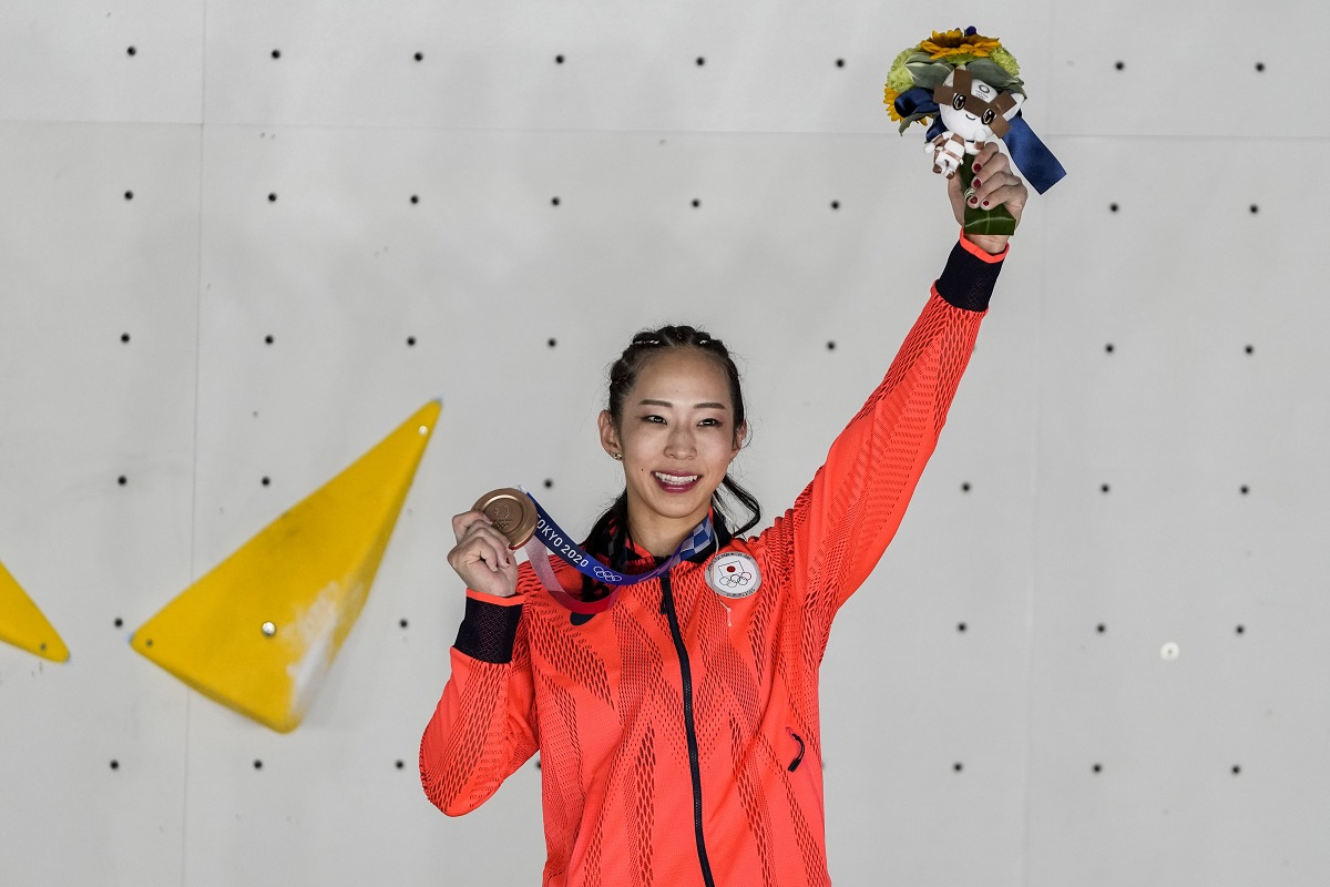 ▲日本攀岩名將野口啟代在東京奧運運動攀登潘女子全能賽上獲得銅牌。（圖／美聯社／達志影像）