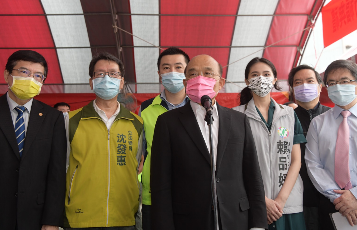 ▲蘇貞昌今日出席「國道1號汐止交流道增設南入匝道改善工程」開工祈福儀式。（圖／行政院提供）