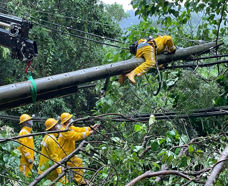 ▲台電鳳山區營業處深入高雄市桃源區等山區全力搶修停電事故。(圖/台電鳳山區營業處提供)