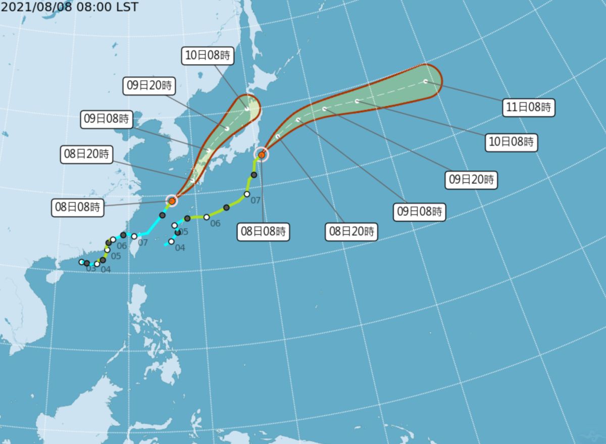 ▲今年第9號颱風盧碧正朝日本前進，預計今晚登陸九州地方，接著再繼續貫穿中國地方，中心位置到明天下午將位於日本海。儘管盧碧明天有可能減弱為溫帶低氣壓，但威力仍不可小覷。（圖／氣象局提供）