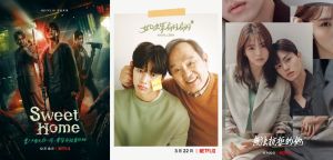 ▲宋江主演的《Sweet Home》（左起）、《如蝶翩翩》、《無法抗拒的他》接受到廣到觀眾喜愛。（圖／Netflix）
