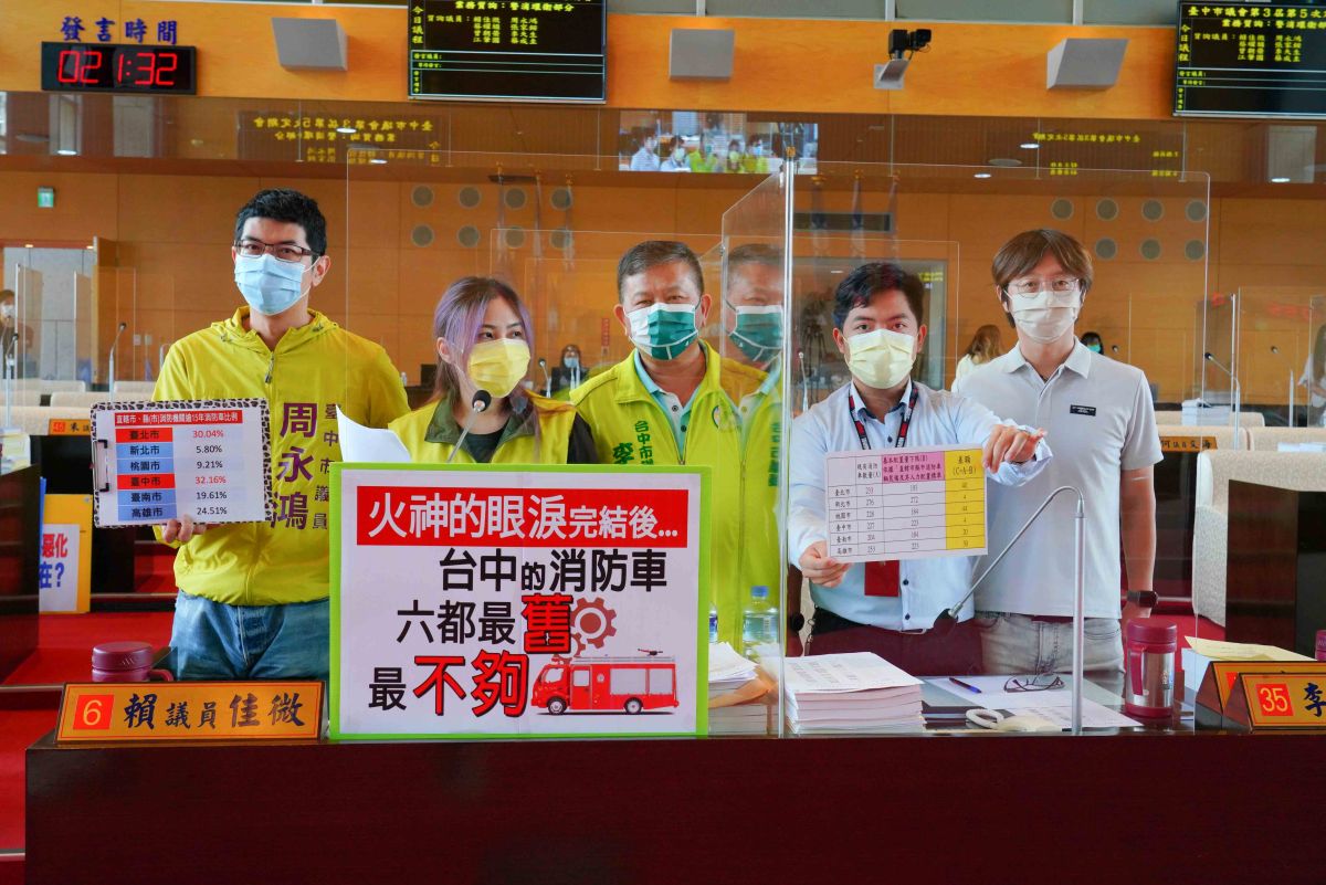 ▲議員指出，台中市的消防車總數是六都中最不夠，甚至消防車是「老爺車」的比例也是六都最高(圖／柳榮俊攝2021.8.13)