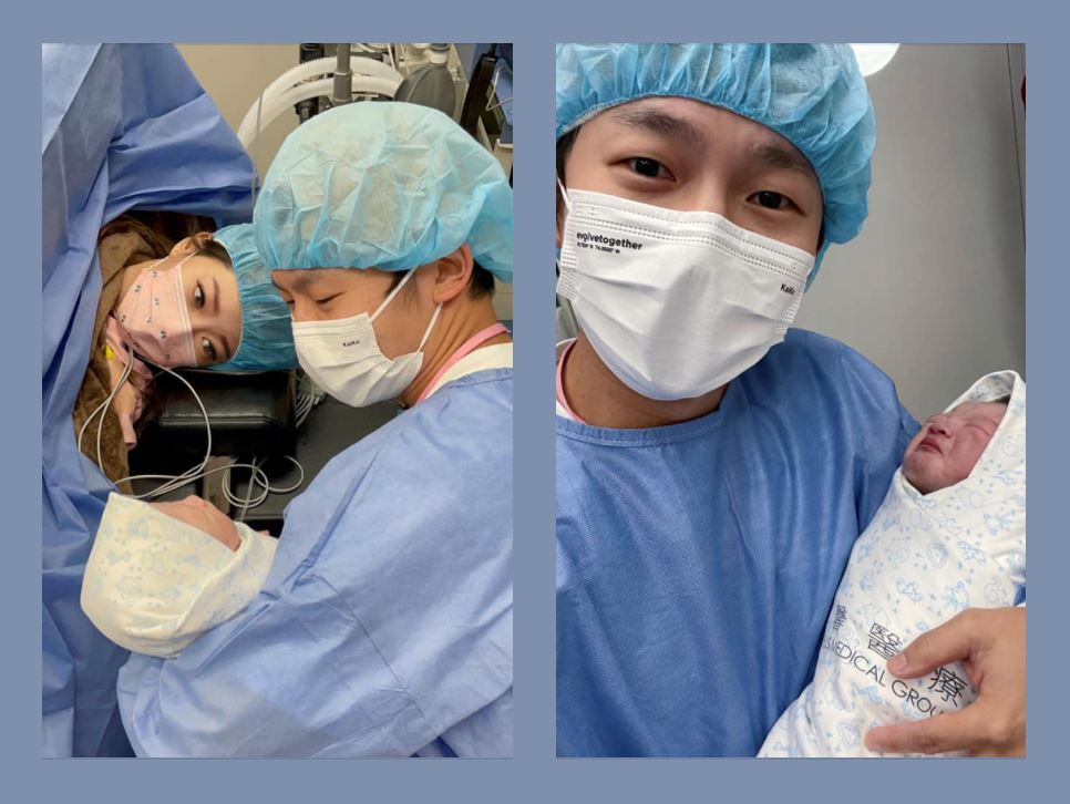 ▲蔡昌憲（左圖右）宣布老婆Vivian（左圖左）生子。（圖／翻攝蔡昌憲臉書）