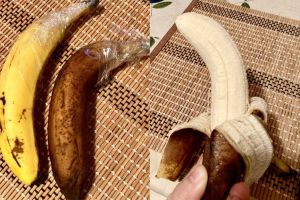 ▲有時候買回家不久，香蕉就整條變黑過熟了。（圖／翻攝自《@kawachirokow》Twitter）