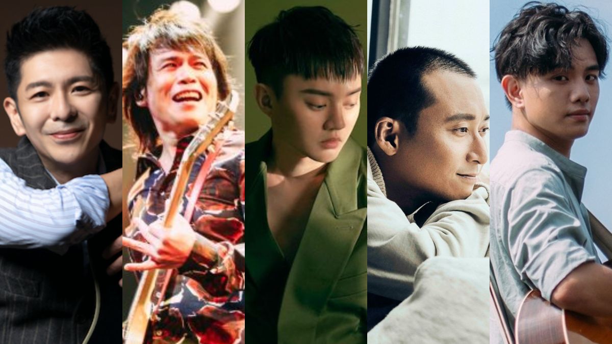 ▲台語男歌手入圍者荒山亮（左圖起）、伍佰、許富凱、浩子、楊肅浩。（圖／動脈音樂、環球唱片、凱聲影藝、浩角翔起笑一個、楊肅浩 Reno臉書）