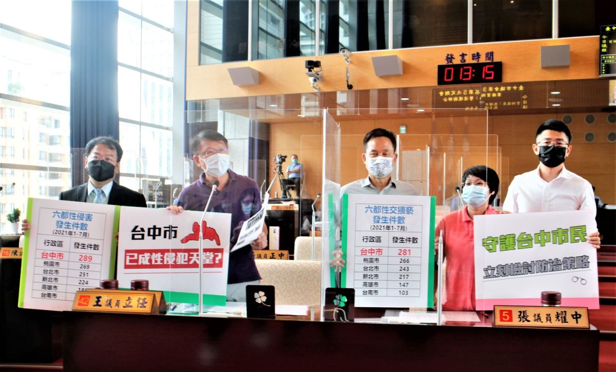 ▲議員踢爆指出，台中市性侵害及性交猥褻案件均為六都第一，要求警察局立刻檢討並改善性侵害案件防治工作以保護。(圖／柳榮俊攝2021.8.17