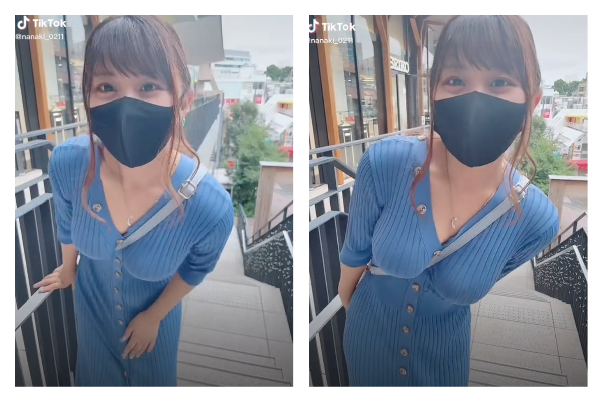 ▲日本一位正妹的爬樓梯影片在抖音爆紅。（圖／翻攝自＠nanaki_0211的抖音）