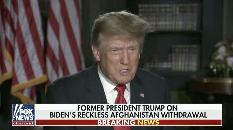 ▲美國前總統川普指出阿富汗撤軍讓中國看見了美國的軟弱，「台灣可能發生不好的事情」。（圖／翻攝自《福斯新聞》）