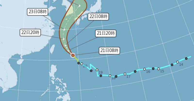 ▲中央氣象局今（21）日表示，全台今日天氣都屬於多雲到晴，而第12號颱風奧麥斯今日凌晨2點生成。（圖／翻攝自中央氣象局）