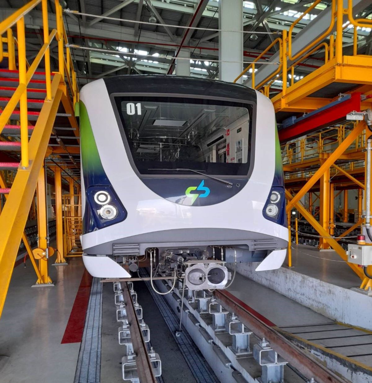 ▲台中捷運綠線(21)日發生列車煞車異常無法行駛事件，故障車凌晨進廠查修(圖／中捷公司提供2021.8.22)