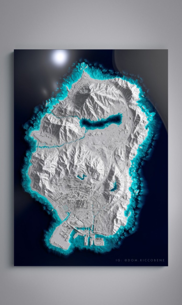 《俠盜獵車手V》3D列印地圖