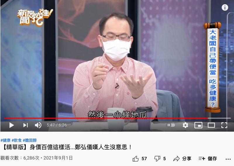 ▲鄭弘儀透露身價百億大老闆的便當菜色。(圖/翻攝自YouTube《新聞挖挖哇!》)