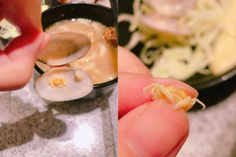 ▲原PO在花蛤裡發現一隻小螃蟹,可愛的模樣讓兩人相當興奮。(圖/翻攝自《Dcard》)