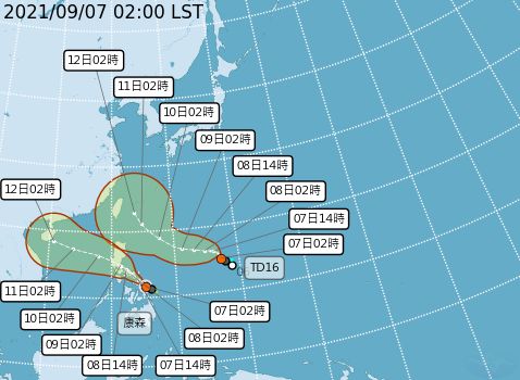▲目前太平洋地區形成「康森」颱風（左）和熱帶性低氣壓TD16。（圖/氣象局提供）