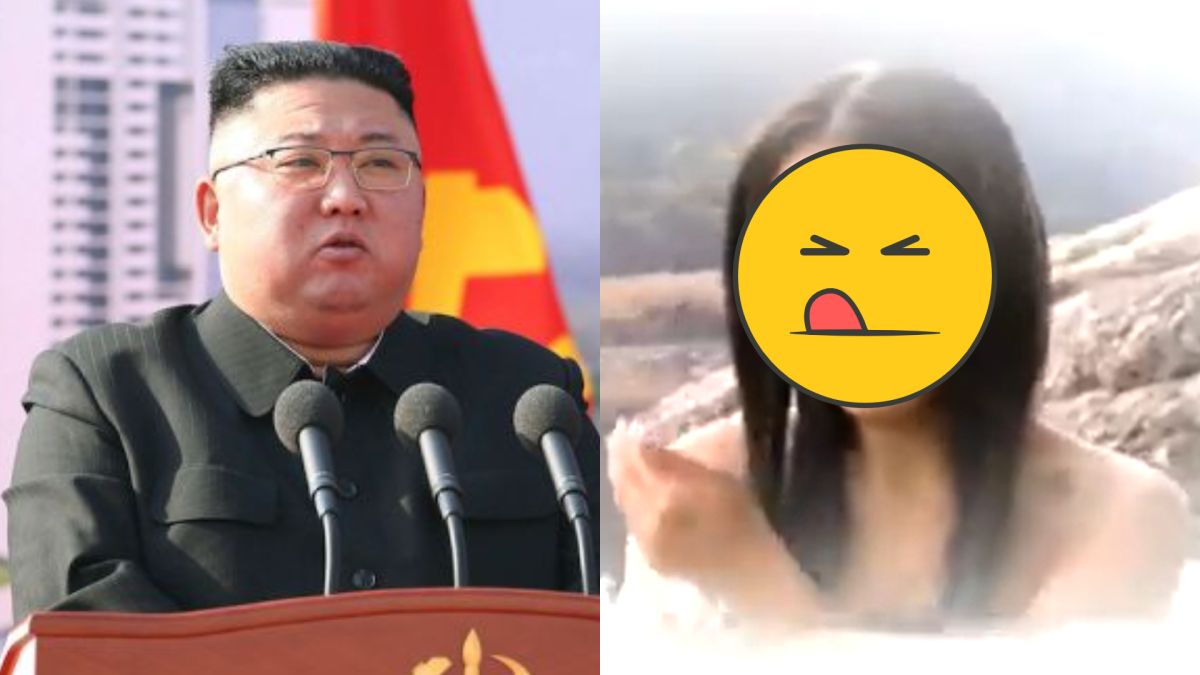 ▲北韓美女洗澡片段外流，左圖為領導人金正恩。（圖／美聯社／達志影像／朝鮮經貿文化情報DPRK臉書）