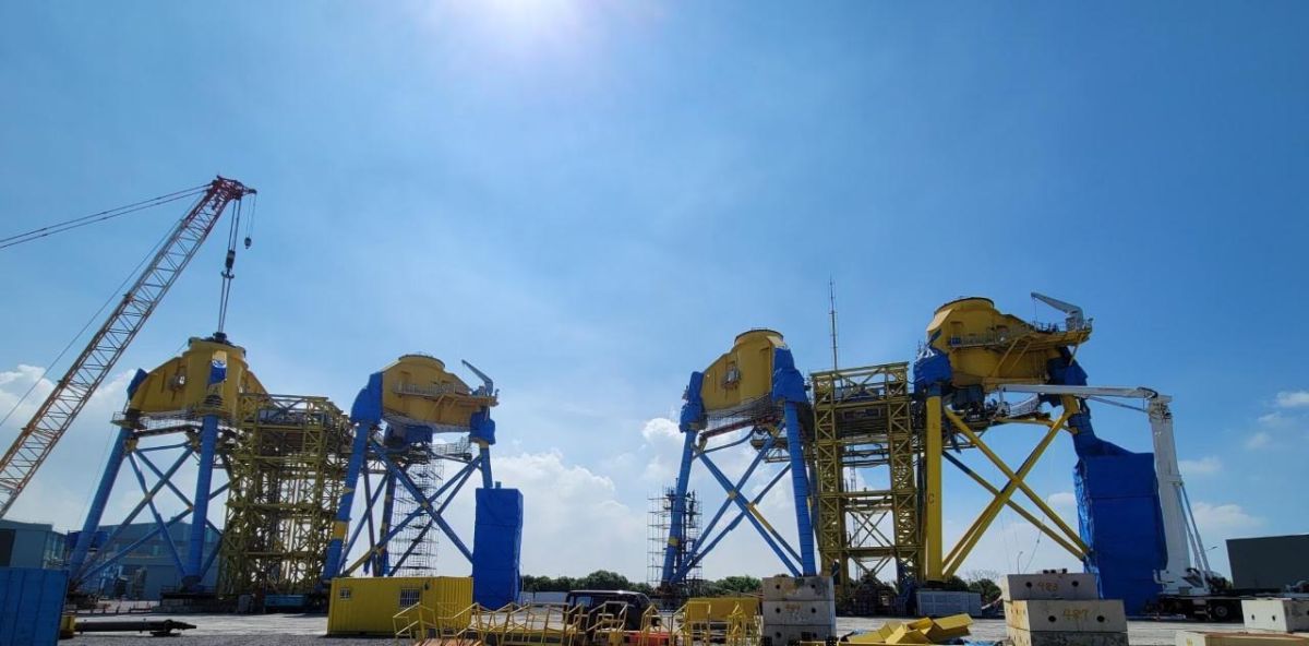 ▲興達海基公司與國內供應鏈為離岸風電水下基礎國產化邁入新里程碑。(資料照／記者黃守作攝) 