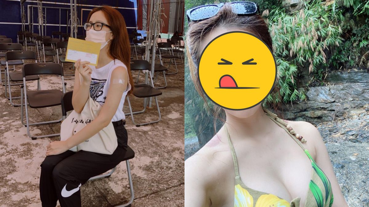 ▲接種站有長髮眼鏡正妹出沒。（圖／周曉涵臉書、周曉涵提供）